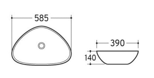 Elite waskom rond 58,5 x 39 x 14 cm keramiek glans wit