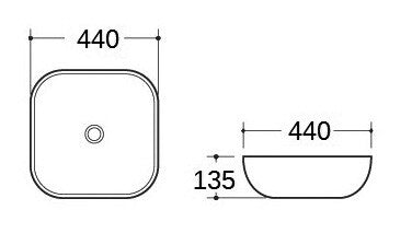 Sofia waskom rond 44 x 44 x 13,5 cm keramiek glans wit