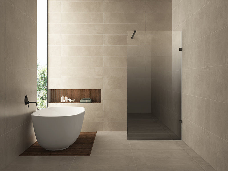 Less inloopdouche rechts 1000 x 2000 x 8 mm nano spiegelrook- naar helder glas/mat zwart