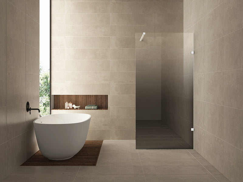 Less inloopdouche rechts 1200 x 2000 x 8 mm nano spiegelrook- naar helder glas/mat wit