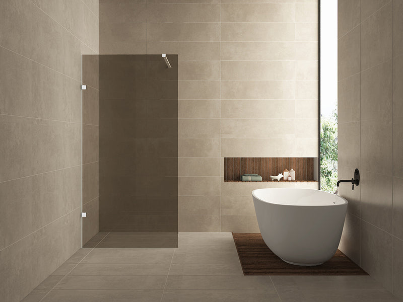 Less inloopdouche 900 x 2000 x 8 mm nano vintage brons glas/mat wit