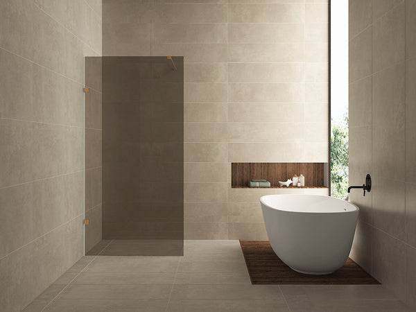 Less inloopdouche 900 x 2000 x 8 mm nano vintage brons glas/geborsteld brons koper