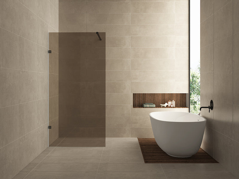 Less inloopdouche 1200 x 2000 x 8 mm nano vintage brons glas/mat zwart