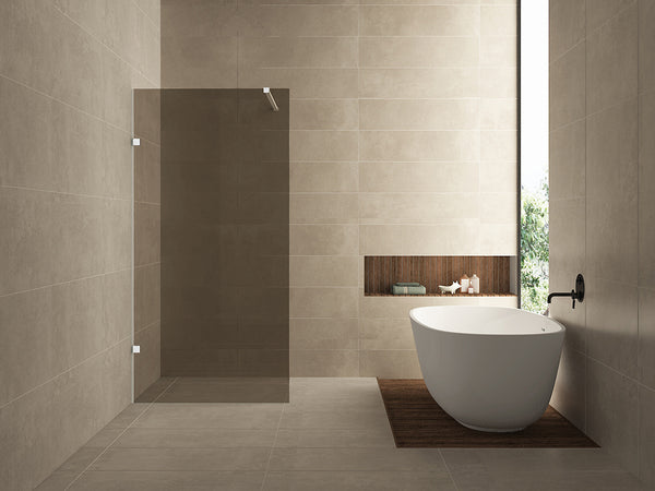 Less inloopdouche 1200 x 2000 x 8 mm nano vintage brons glas/mat wit