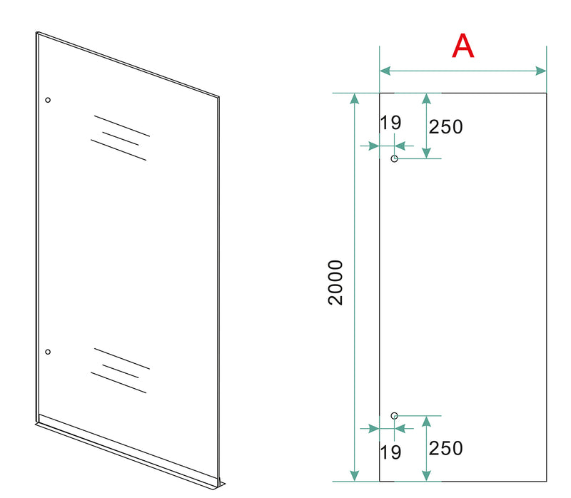 Less inloopdouche 1000 x 2000 x 8 mm nano rookglas glas/mat wit