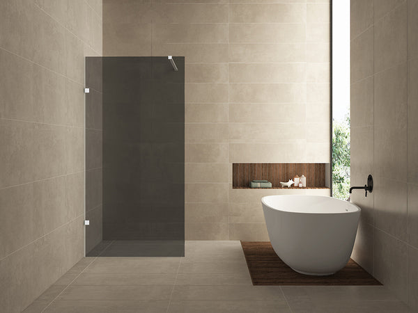 Less inloopdouche 1200 x 2000 x 8 mm nano rookglas glas/mat wit