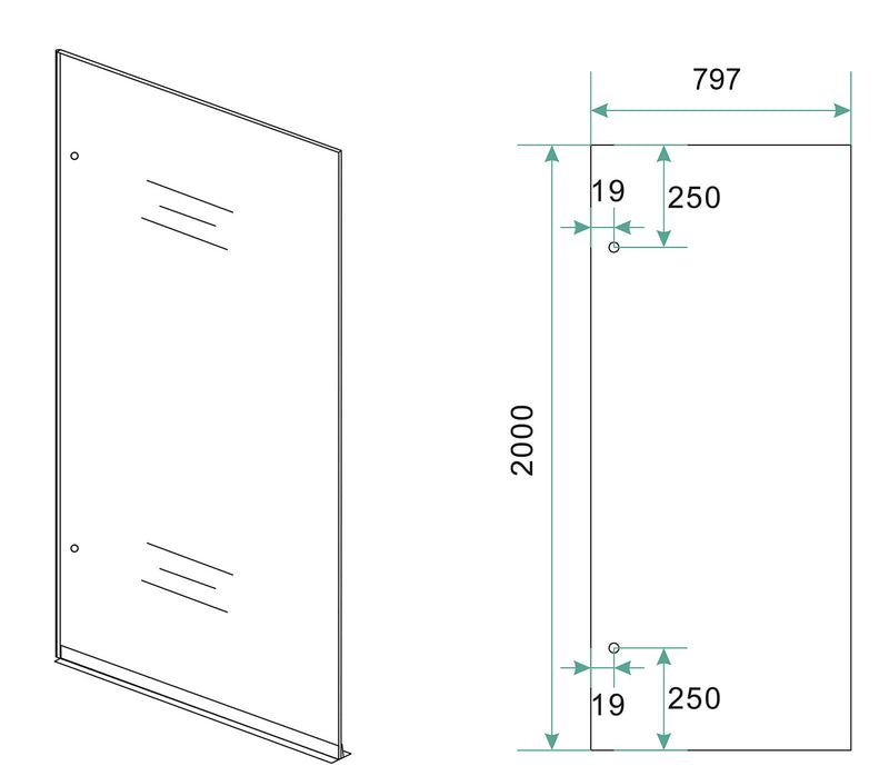 Less inloopdouche 800 x 2000 x 8 mm nano helder glas/chroom