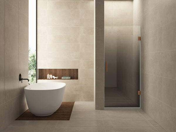 Less nisdeur rechts 800 x 2000 x 8 mm nano spiegelrook- naar helder glas/geborsteld brons koper