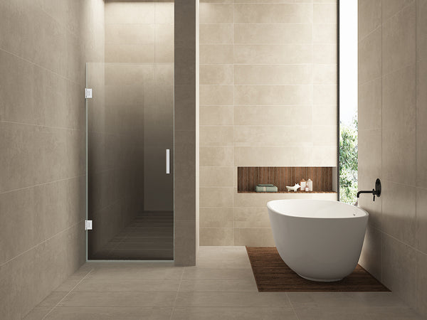 Less nisdeur links 900 x 2000 x 8 mm nano spiegelrook- naar helder glas/mat wit