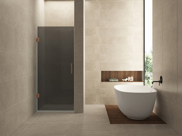 Less nisdeur 800 x 2000 x 8 mm nano rookglas/geborsteld brons koper