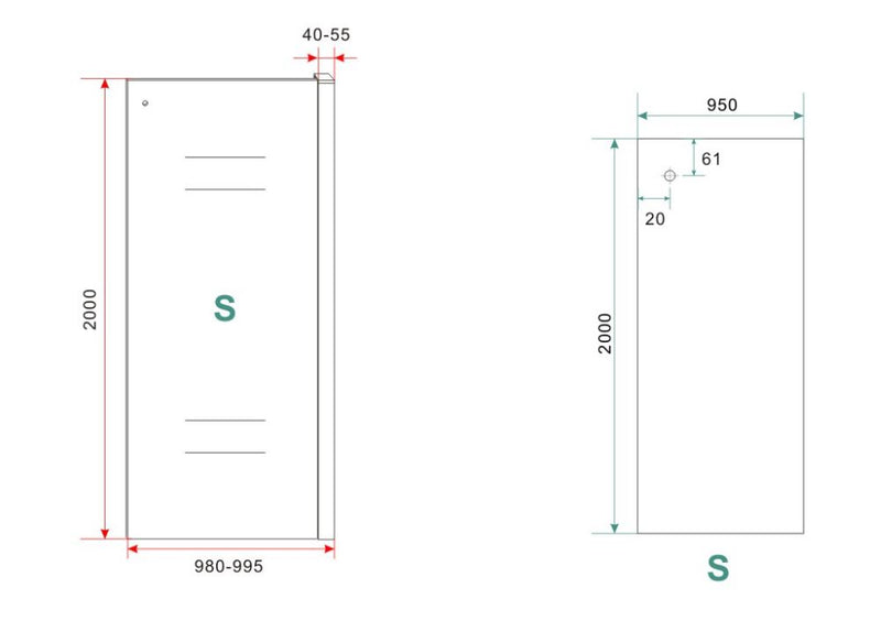 Sita inloopdouche met handdoekhouder 100x200 cm chroom/8 mm helder glas met Nano coating