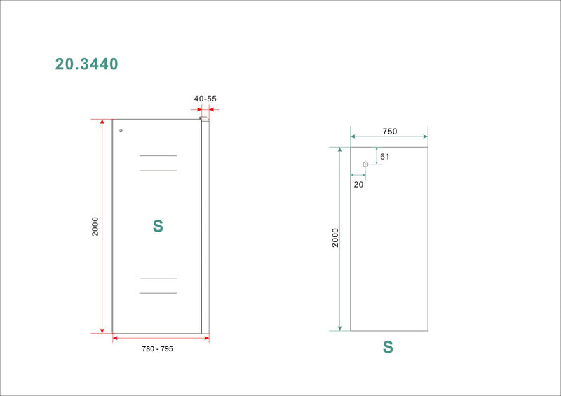 Side zijwand voor Puerta en Slide nisdeur 800 x 2000 x 8 mm nano helder glas/chroom