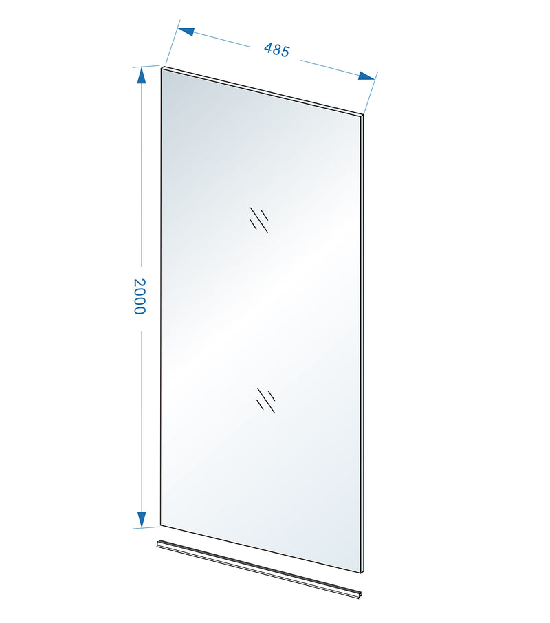 Slim glasplaat 500 x 2000 x 8 mm nano helder glas