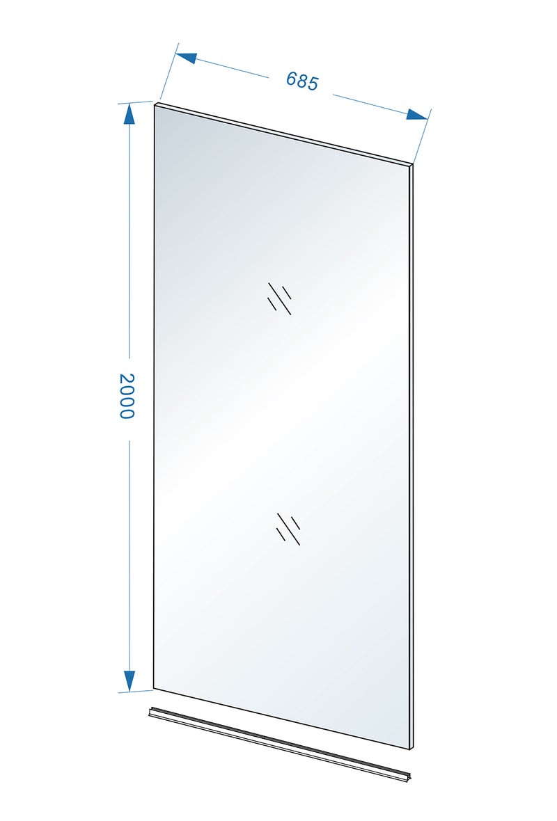 Slim glasplaat 700 x 2000 x 8 mm nano helder glas