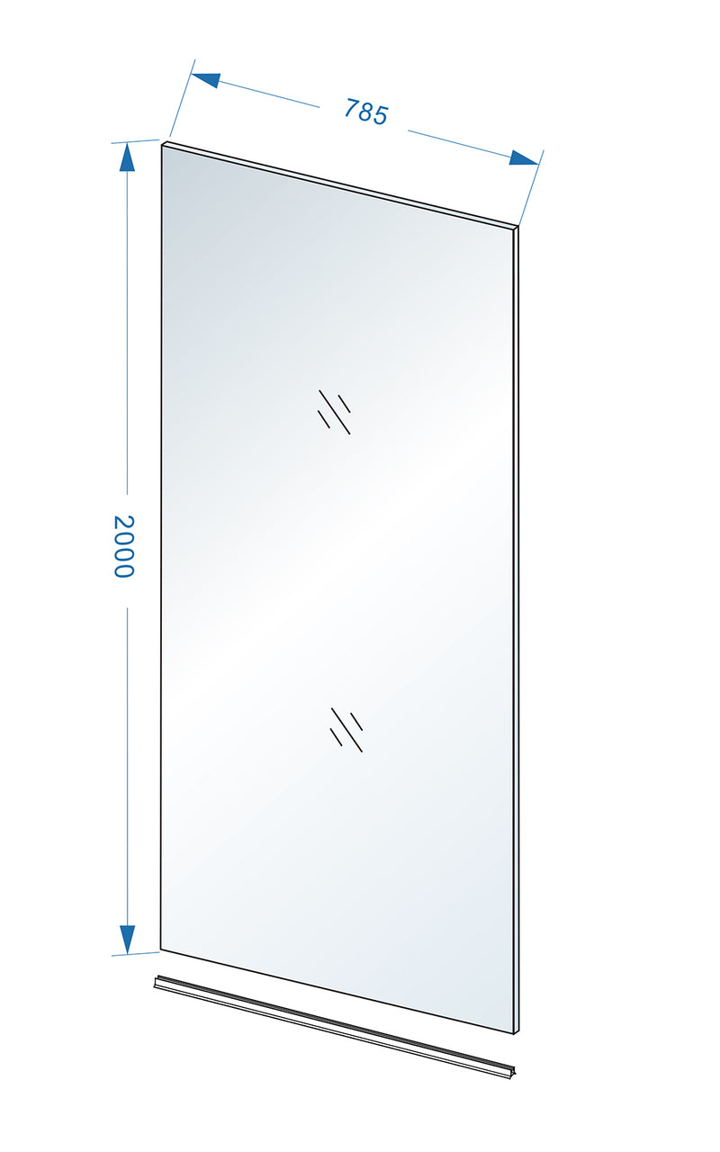 Slim glasplaat 800 x 2000 x 8 mm nano helder glas
