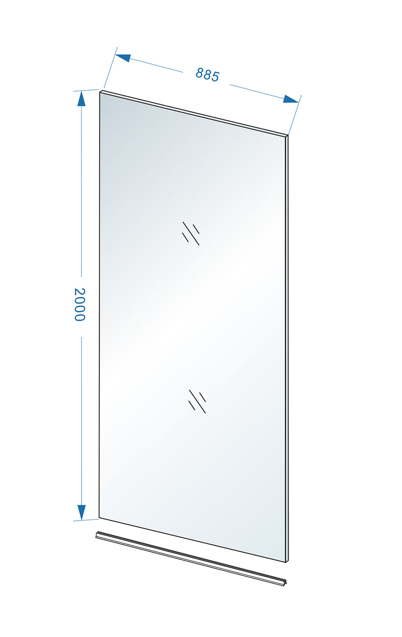 Slim glasplaat 900 x 2000 x 8 mm nano helder glas