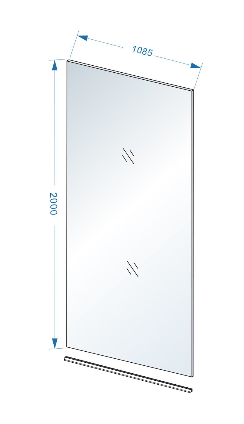 Slim glasplaat 1100 x 2000 x 8 mm nano helder glas