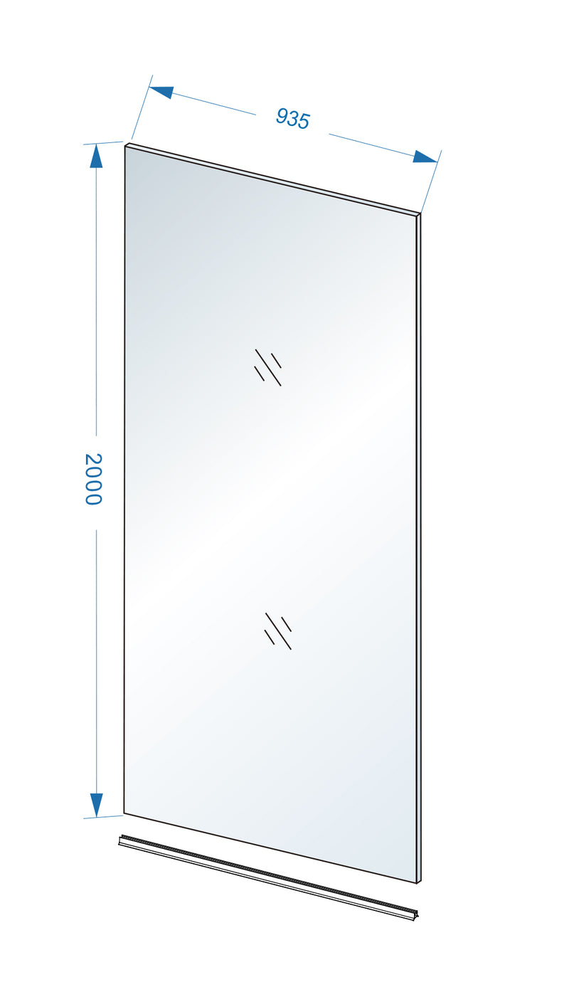 Slim glasplaat 950 x 2000 x 8 mm nano helder glas