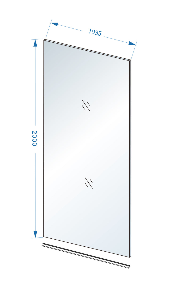 Slim glasplaat 1050 x 2000 x 8 mm nano helder glas