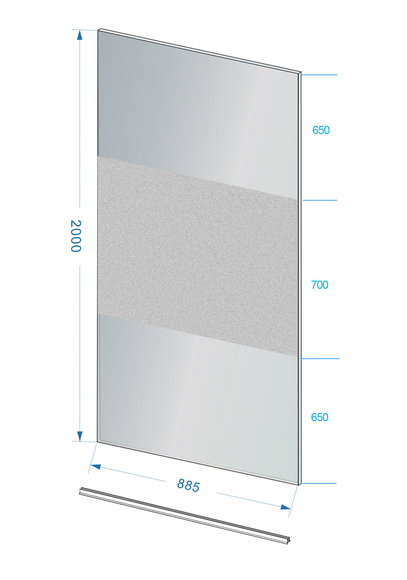 Slim glasplaat 900 x 2000 x 8 mm nano rookglas met melkglas middenband