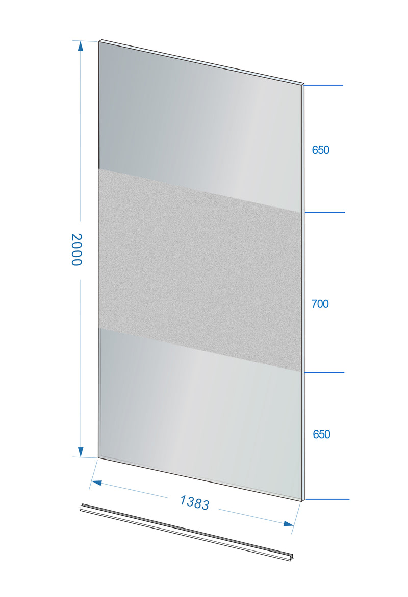 Slim glasplaat 1400 x 2000 x 8 mm nano rookglas met melkglas middenband