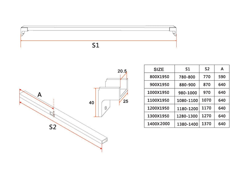 Horizon stabilisatiestang voor nisdeur mat zwart