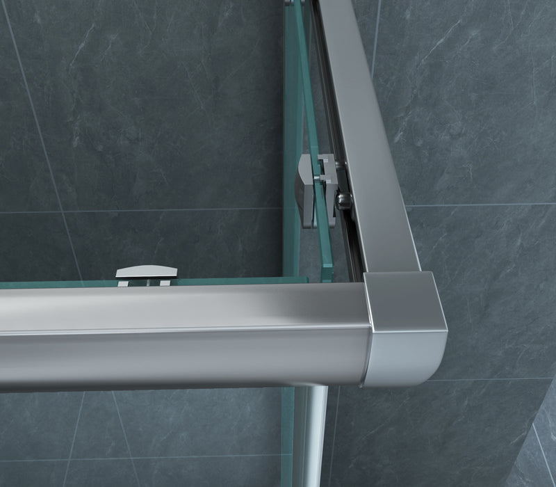 Eco hoekinstap cabine met 2 schuifdeuren 1000 x 1000 x 1900 x 5 mm nano helder glas/chroom