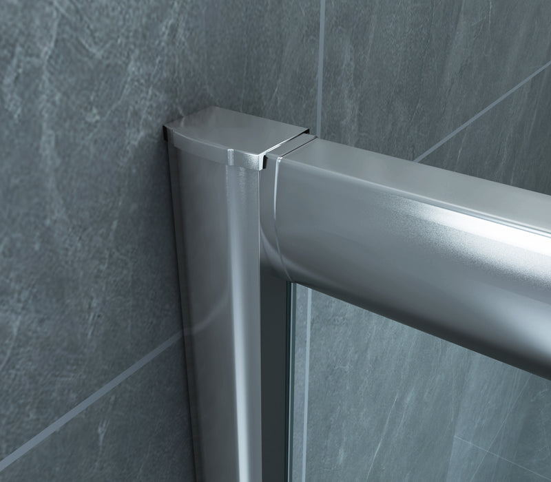 Eco hoekinstap cabine met 2 schuifdeuren 1000 x 1000 x 1900 x 5 mm nano helder glas/chroom