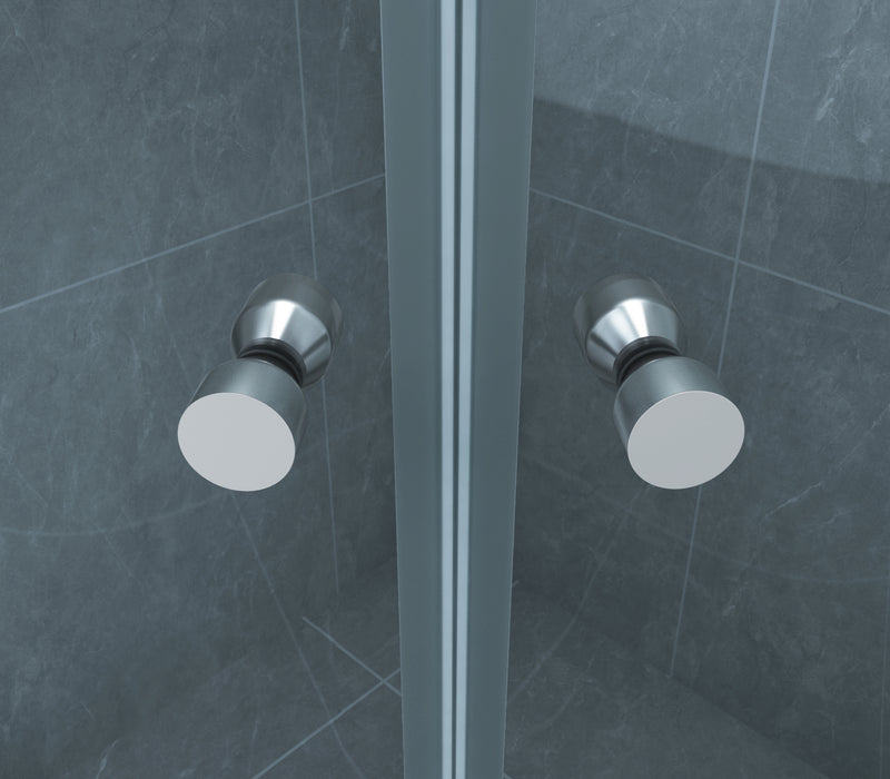 Eco kwartronde cabine met twee schuifdeuren 800 x 800 x 1900 x 5 mm nano helder glas/chroom