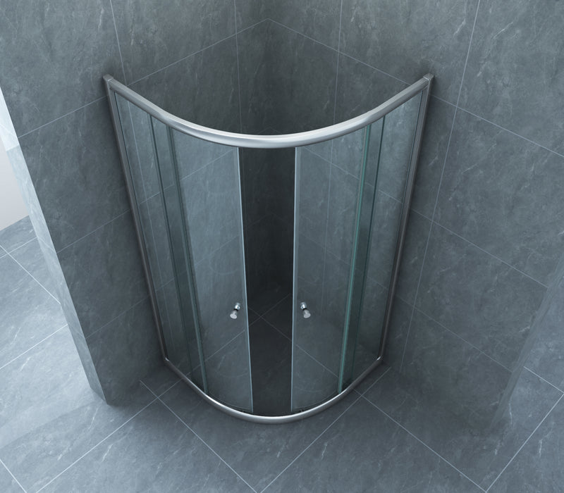 Eco kwartronde cabine met twee schuifdeuren 900 x 900 x 1900 x 5 mm nano helder glas/chroom