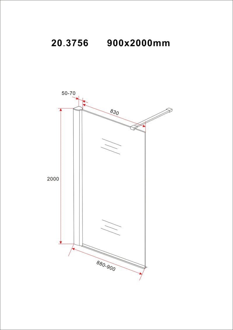 Graffic inloopdouche 900 x 2000 x 10 mm nano safety glass folie helder glas/chroom
