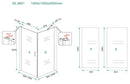 Salone cabine met 1 draaideur 1000 x 1000 x 2000 x 8 mm nano helder glas/mat zwart