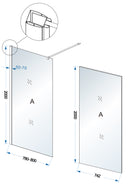 Comfort inloopdouche 800 x 2000 x 10 mm nano helder glas/chroom