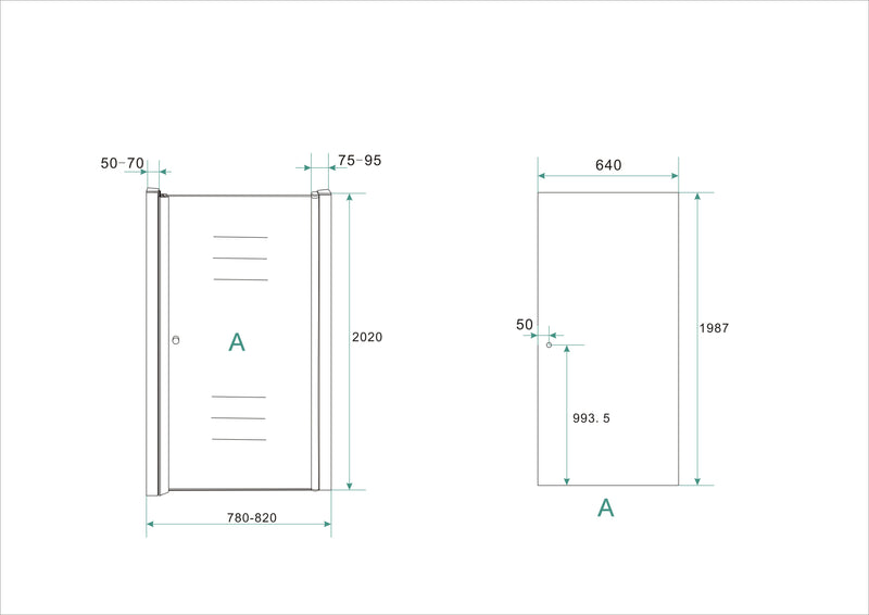 Between nisdeur 800 x 2000 x 8 mm nano helder glas/chroom