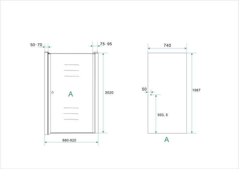 Between nisdeur 900 x 2000 x 8 mm nano helder glas/chroom