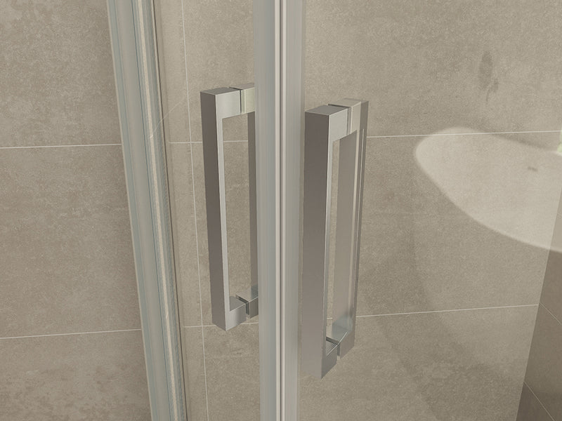 Entra cabine kwartrond met 2 schuifdeuren 900 x 900 x 2000 x 8 mm nano helder glas/chroom