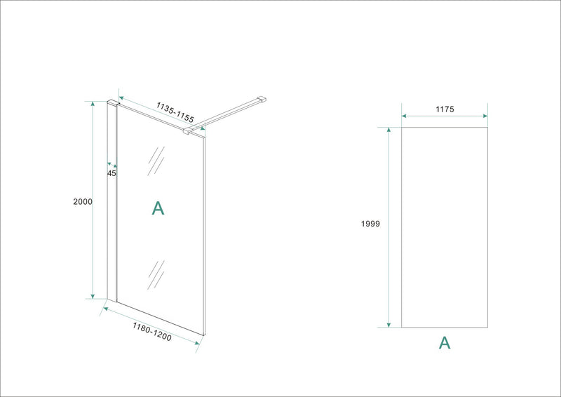 Hibera inloopdouche 1200 x 2000 x 10 mm nano helder glas/RVS