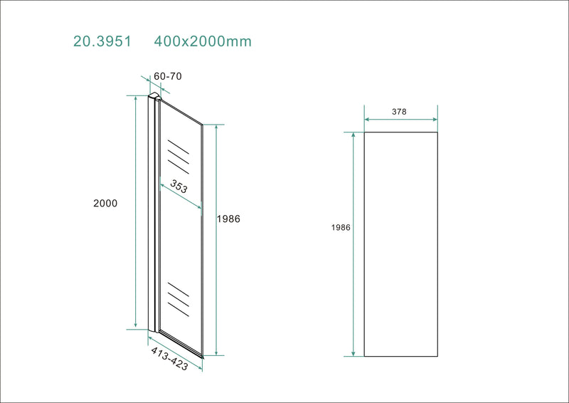 Comfort zijwand draaibaar met muurprofiel 400 x 2000 x 10 mm nano helder glas/chroom