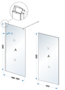 Comfort inloopdouche 1600 x 2000 x 8 mm nano helder glas/chroom
