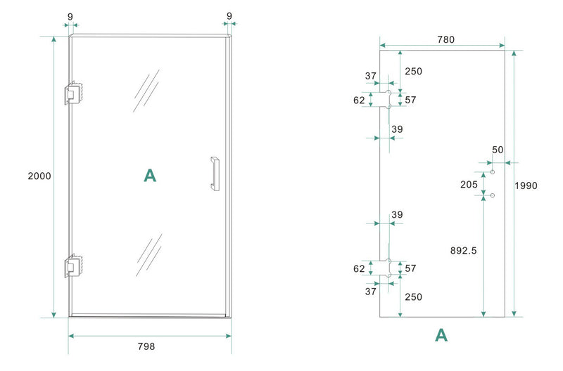Less glas voor nisdeur 800 x 2000 x 8 mm nano helder glas