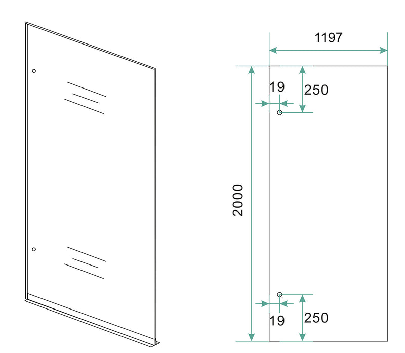 Less glasplaat links 1200 x 2000 x 8 mm nano spiegelrook- naar helder glas