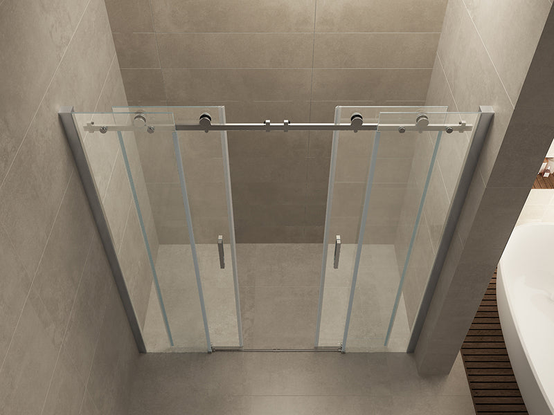 Slide nis schuifdeur dubbel 1800 x 2000 x 8 mm nano helder glas/chroom