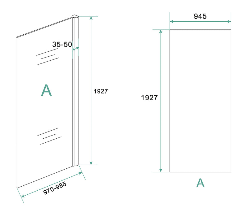 Cerra eco inloopdouche 1000 x 1950 x 6 mm nano helder glas/chroom