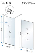 Eco inloopdouche 700 x 2000 x 8 mm nano helder glas/chroom