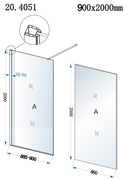 Eco inloopdouche 900 x 2000 x 8 mm nano helder glas/chroom