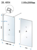 Eco inloopdouche 1100 x 2000 x 8 mm nano helder glas/chroom