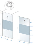Comfort inloopdouche 700 x 2000 x 10 mm nano helder glas met melkglas middenband/chroom
