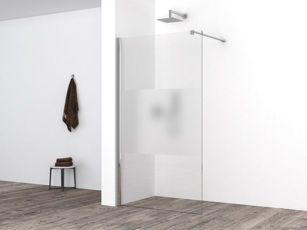 Comfort inloopdouche 800 x 2000 x 10 mm nano helder glas met melkglas middenband/chroom