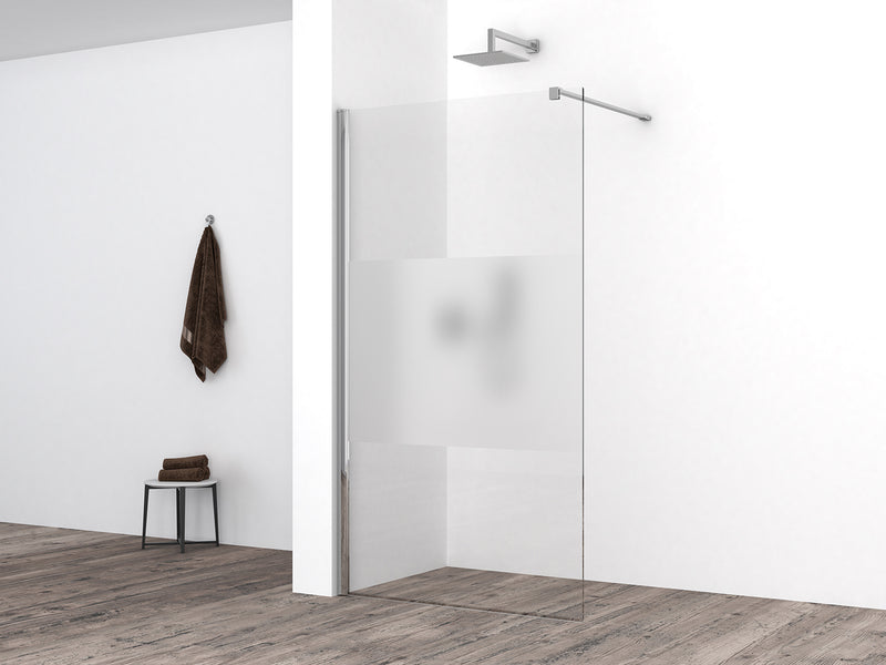 Comfort inloopdouche 1000 x 2000 x 10 mm nano helder glas met melkglas middenband/chroom