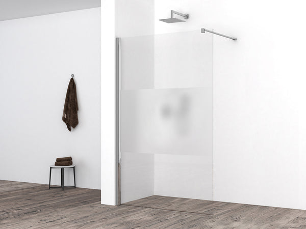 Comfort inloopdouche 1200 x 2000 x 10 mm nano helder glas met melkglas middenband/chroom